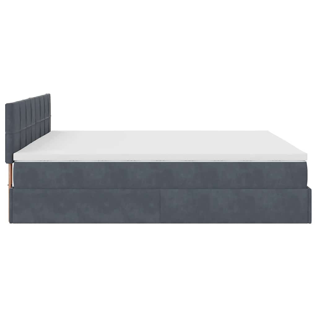 Estrutura de cama otomana com colchão 200x200cm cinzento escuro