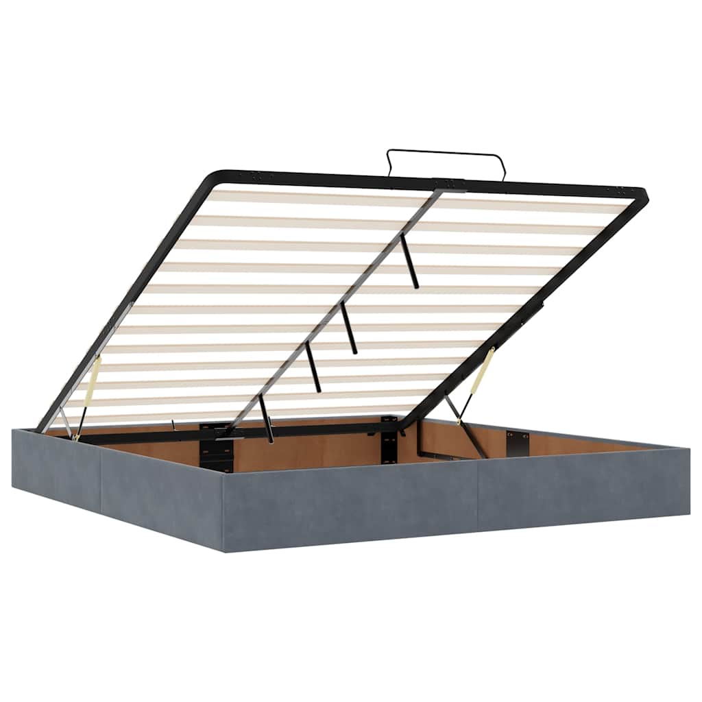 Estrutura de cama otomana com colchão 200x200cm cinzento escuro