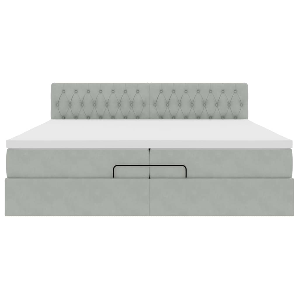 Estrutura de cama otomana com colchão 200x200 cm cinzento claro