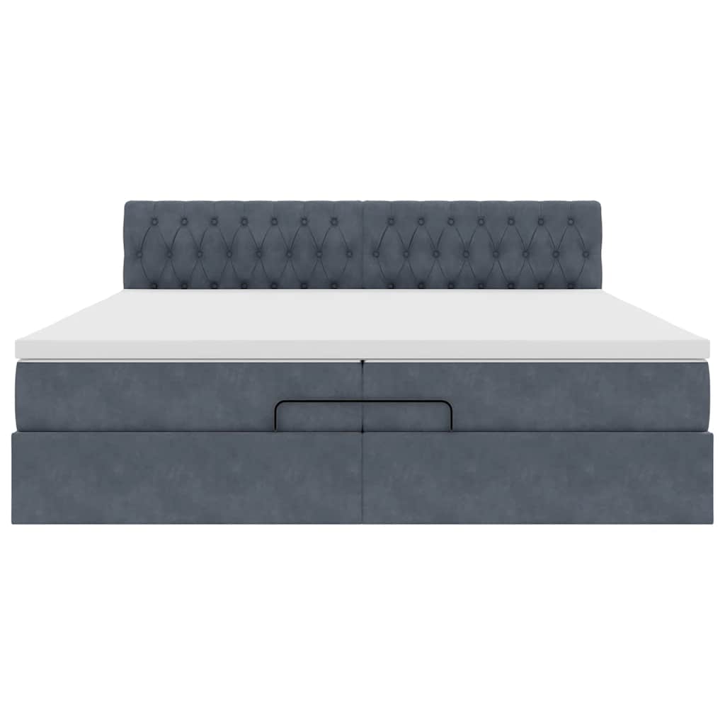 Estrutura de cama otomana com colchão 200x200cm cinzento escuro