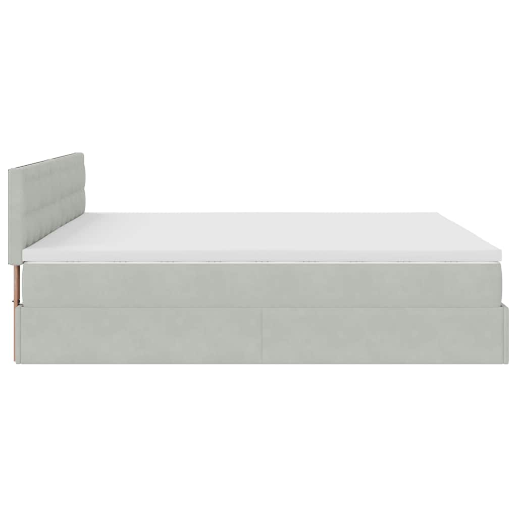 Estrutura de cama otomana com colchão 200x200 cm cinzento claro