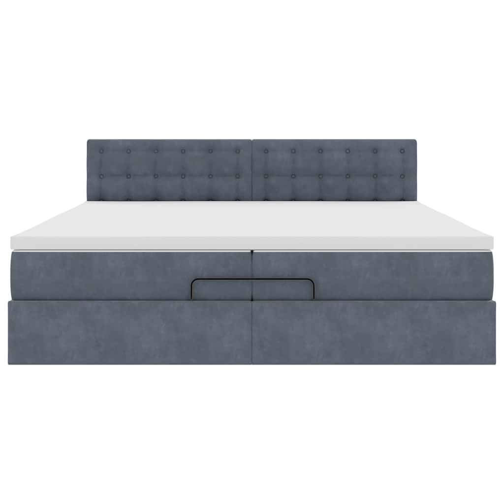 Estrutura de cama otomana com colchão 200x200cm cinzento escuro