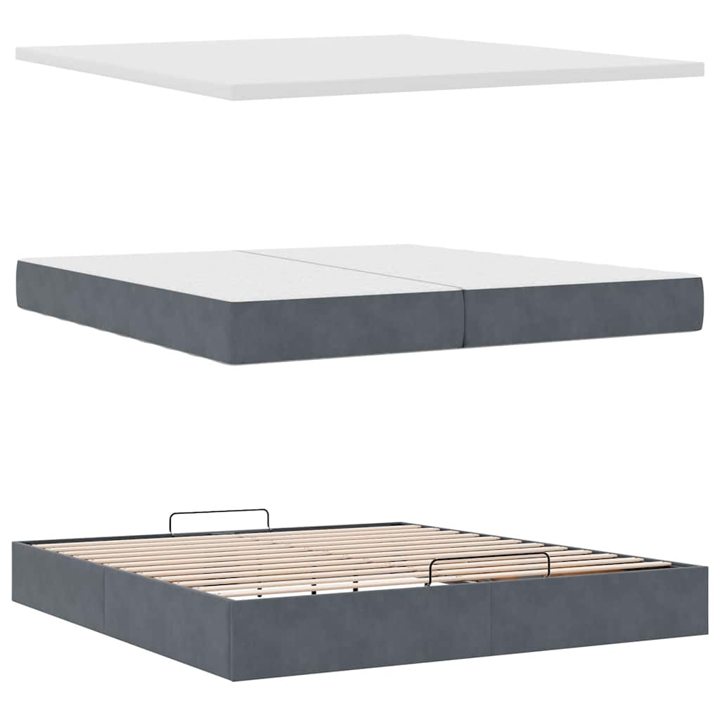 Estrutura de cama otomana com colchão 200x200cm cinzento escuro