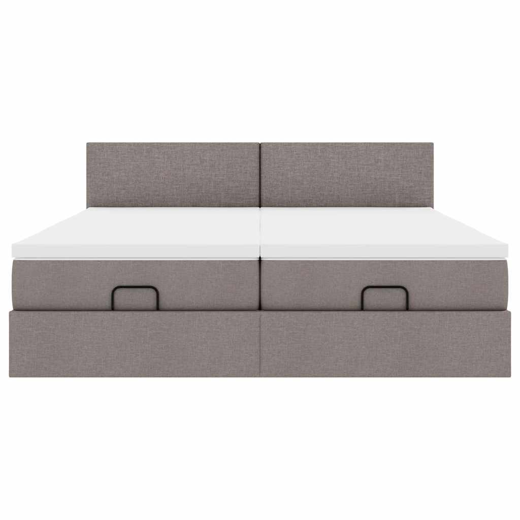 Estrutura cama otomana com colchões tecido cinzento 200x200cm