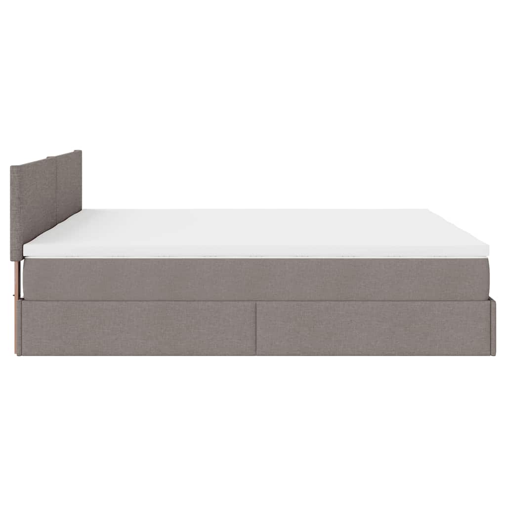 Estrutura cama otomana com colchões tecido cinzento 200x200cm