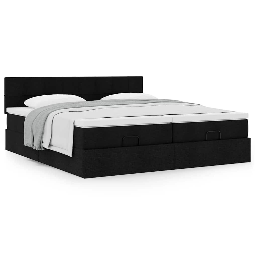63 / 5,000 Estrutura de cama otomana com colchões tecido preto