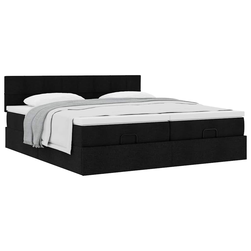 63 / 5,000 Estrutura de cama otomana com colchões tecido preto