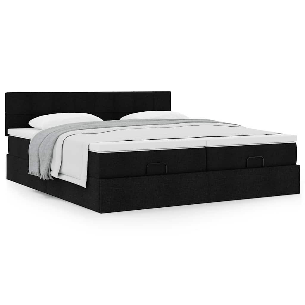63 / 5,000 Estrutura de cama otomana com colchões tecido preto