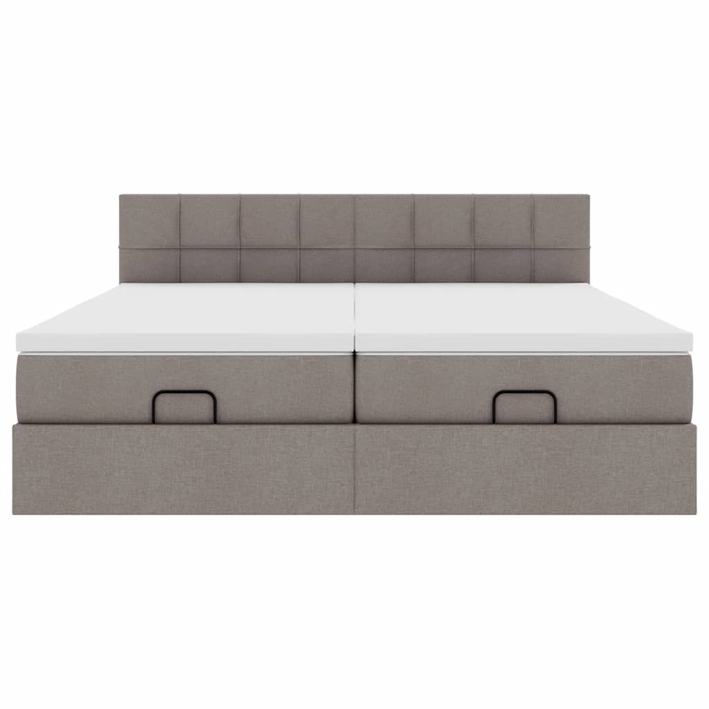 Estrutura cama otomana com colchões tecido cinzento 200x200cm