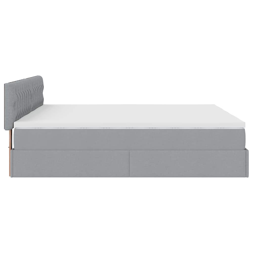 Estrutura de cama otomana com colchões tecido cinzento claro