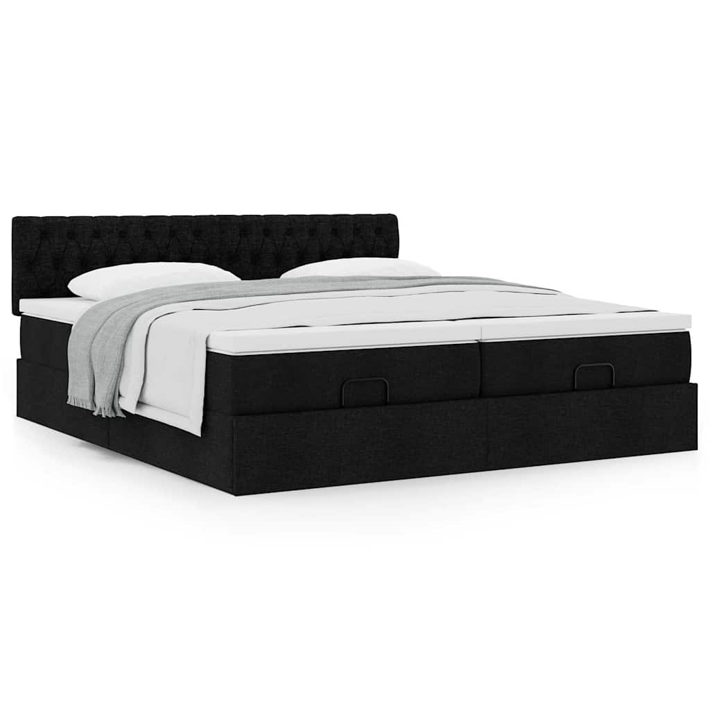 63 / 5,000 Estrutura de cama otomana com colchões tecido preto
