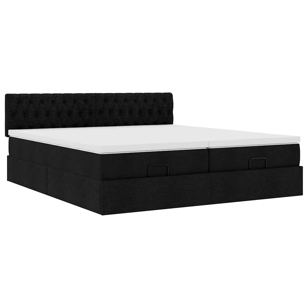 63 / 5,000 Estrutura de cama otomana com colchões tecido preto