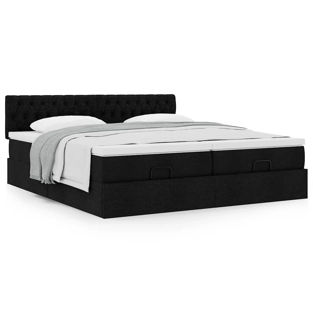 63 / 5,000 Estrutura de cama otomana com colchões tecido preto