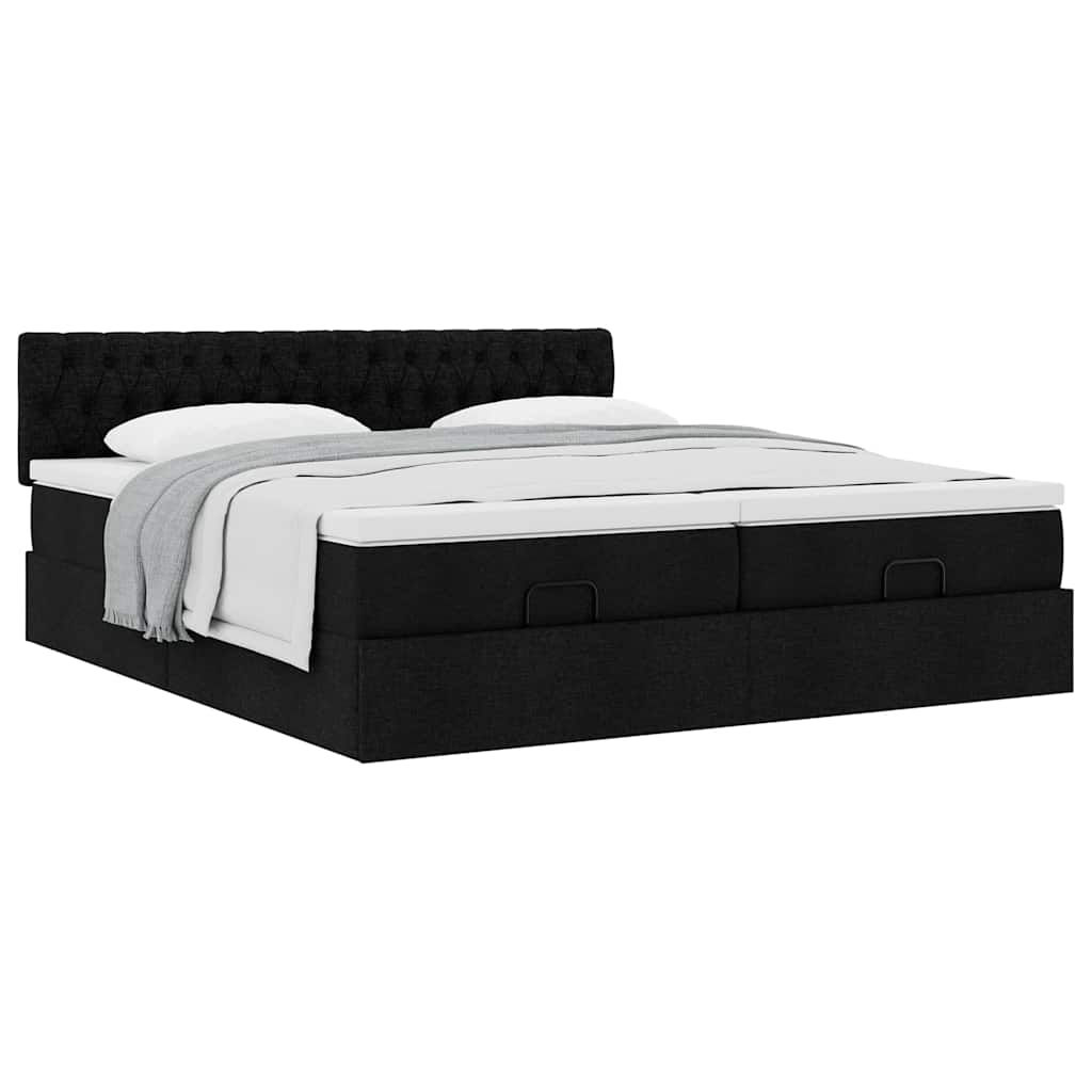 63 / 5,000 Estrutura de cama otomana com colchões tecido preto