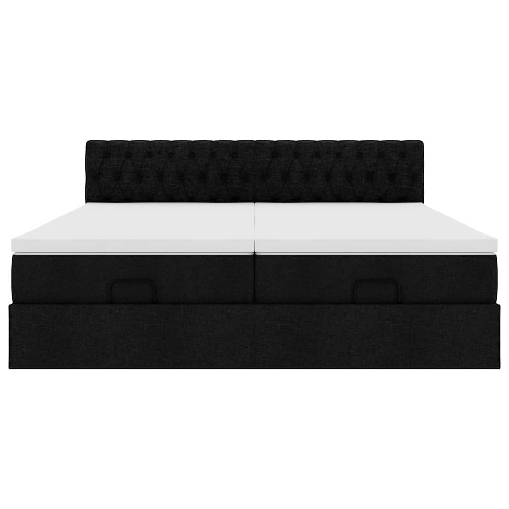 63 / 5,000 Estrutura de cama otomana com colchões tecido preto