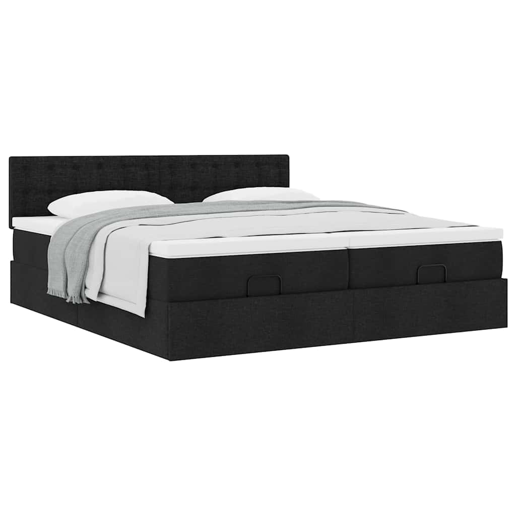 63 / 5,000 Estrutura de cama otomana com colchões tecido preto