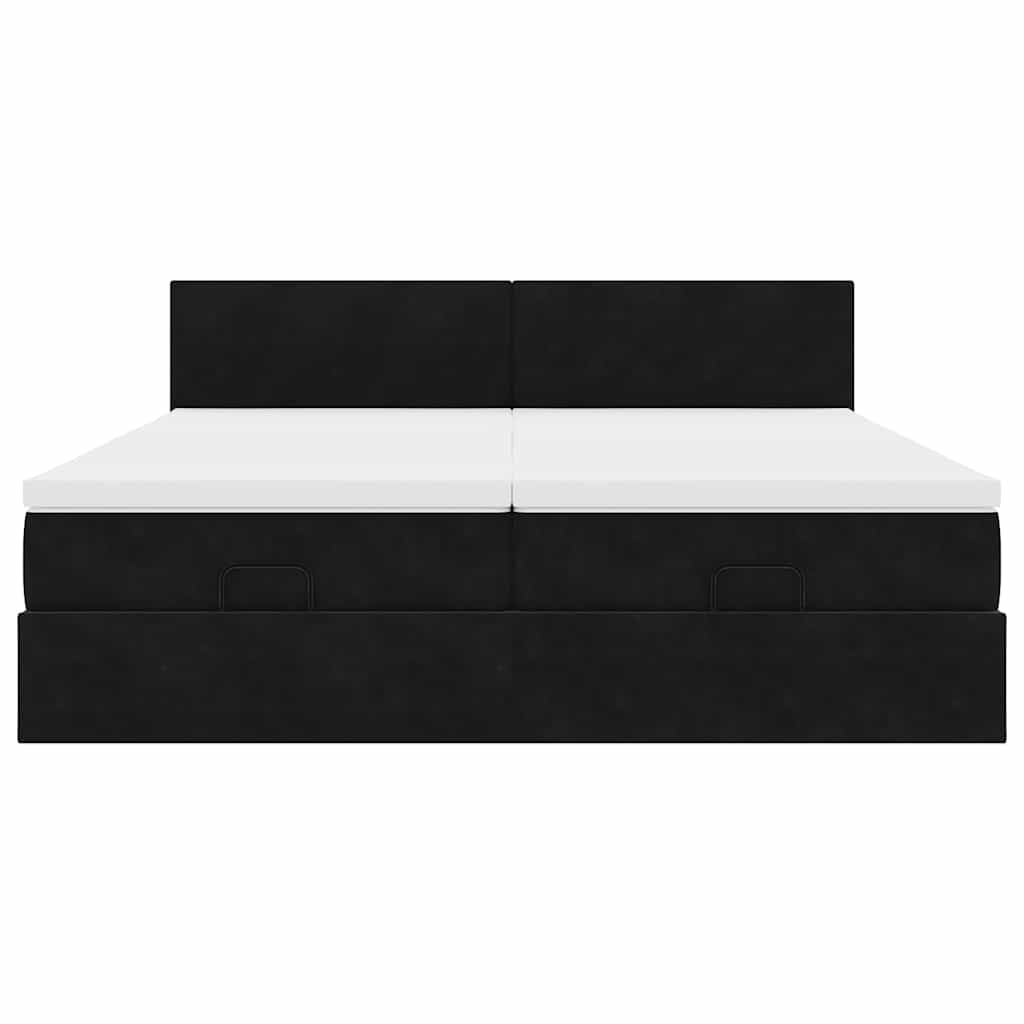 Estrutura de cama otomana com colchões 180x200cm veludo preto