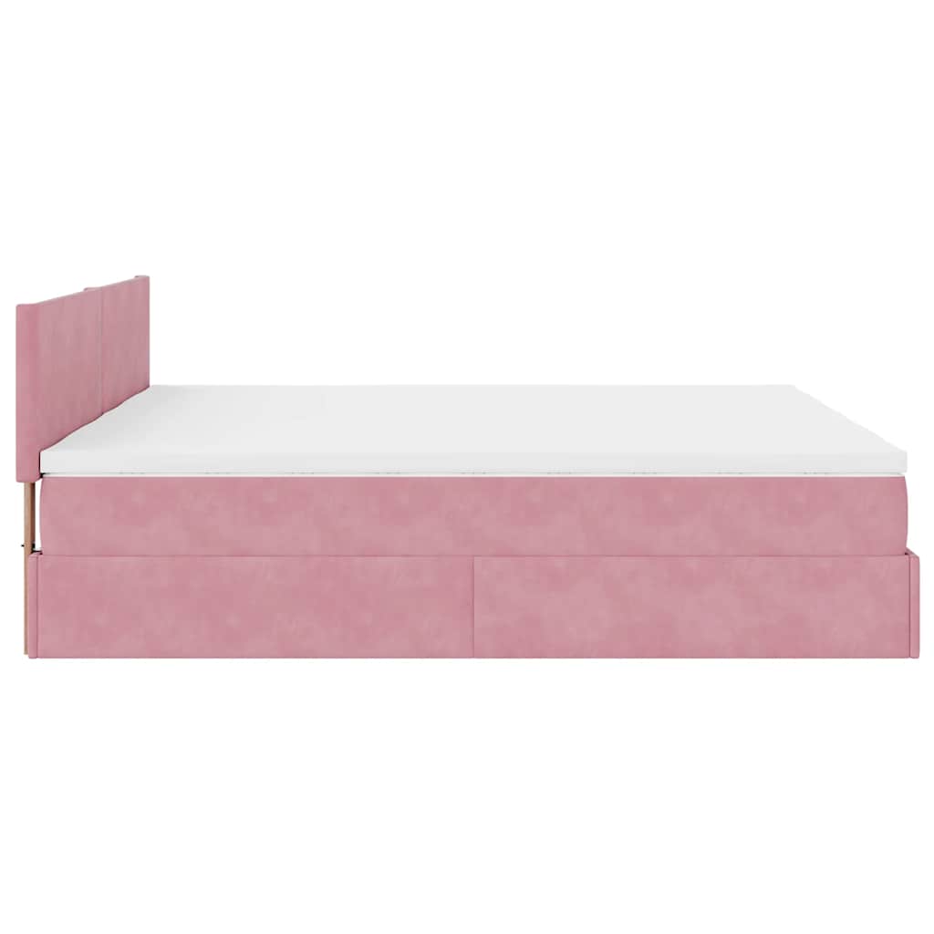 Estrutura de cama otomana com colchões 180x200 cm veludo rosa