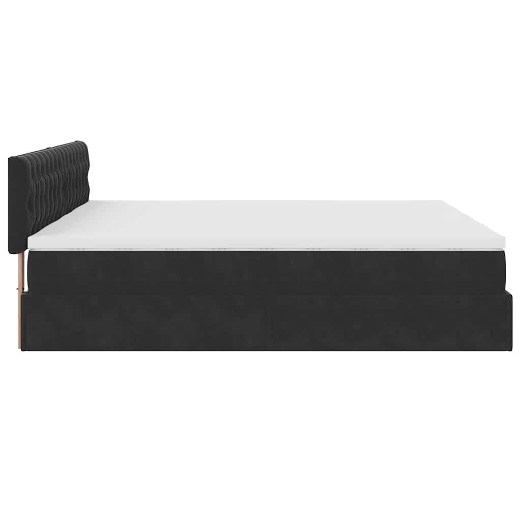 Estrutura de cama otomana com colchões 180x200cm veludo preto