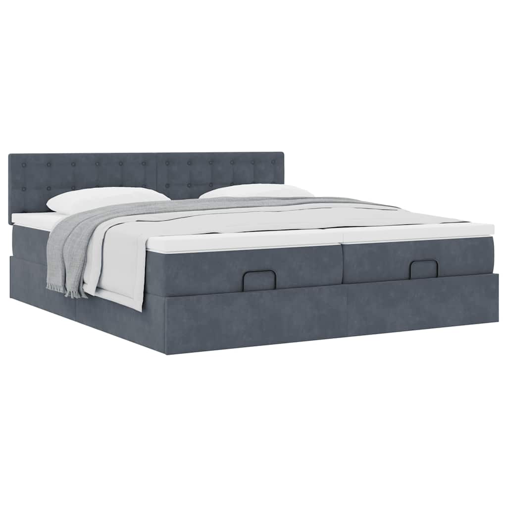 Estrutura cama otomana colchões 180x200 cm cinzento escuro