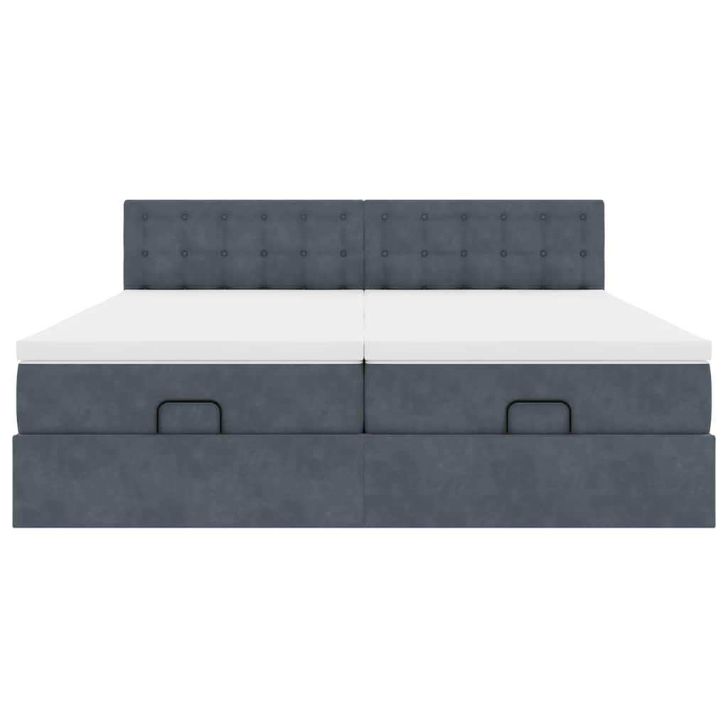 Estrutura cama otomana colchões 180x200 cm cinzento escuro