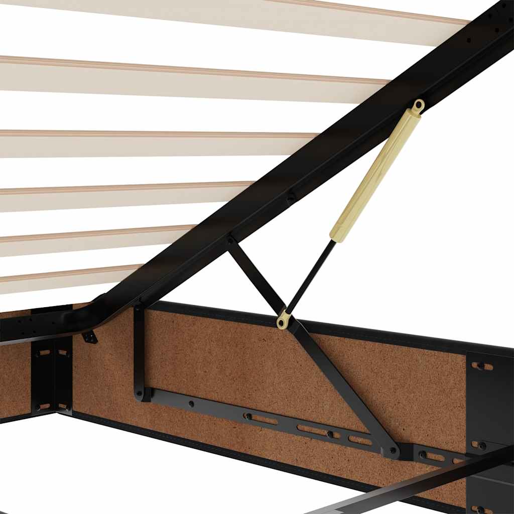 Estrutura de cama otomana com colchões 180x200cm veludo preto