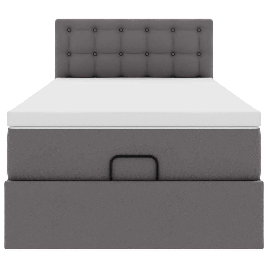 moldura de cama síriaXL otomana com colchão cinza 90x200cm couro falso