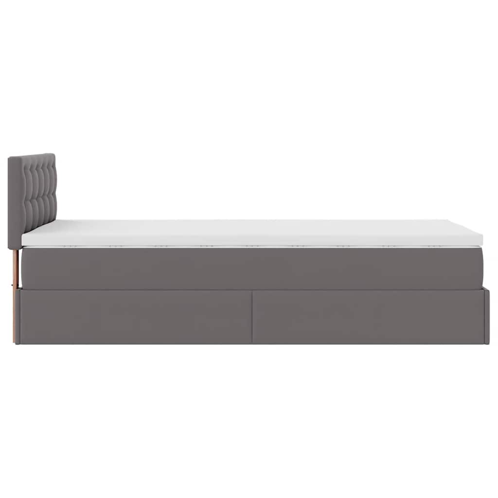 moldura de cama síriaXL otomana com colchão cinza 90x200cm couro falso