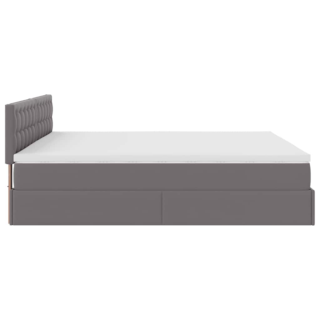 Estrutura de cama otomana com colchões couro artificial cinza