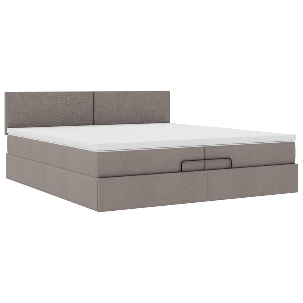 Estrutura cama otomana com colchões tecido cinzento 200x200cm