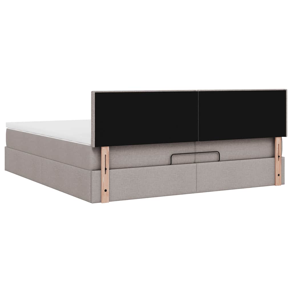 Estrutura cama otomana com colchões tecido cinzento 200x200cm