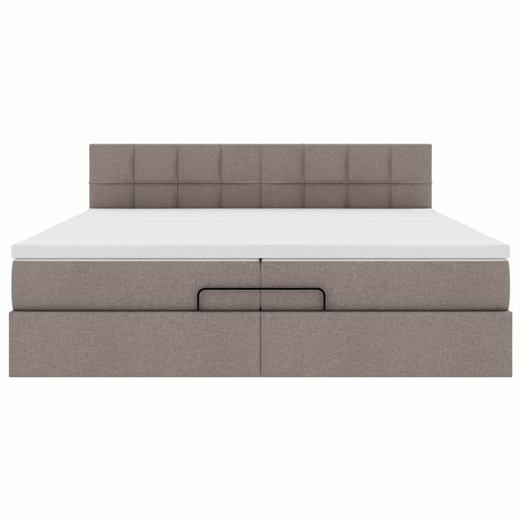 Estrutura cama otomana com colchões tecido cinzento 200x200cm