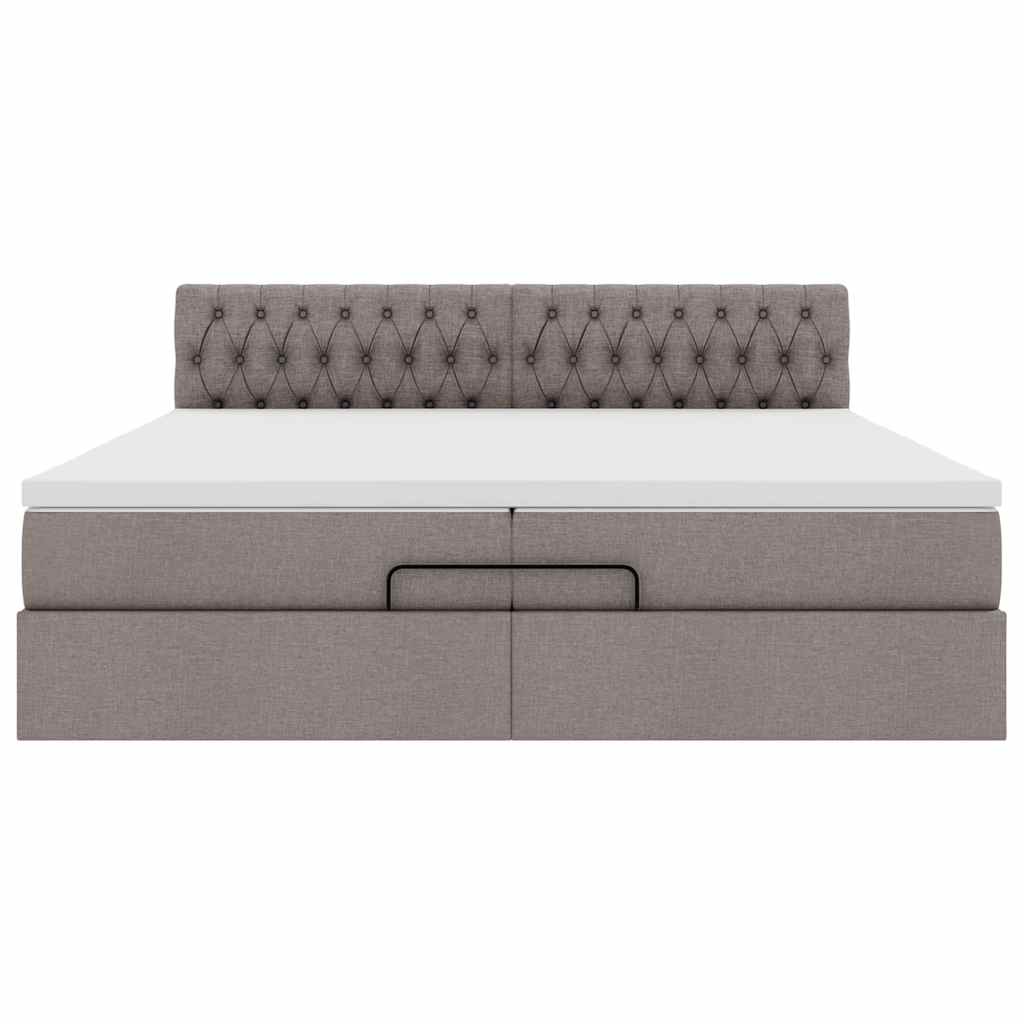 Estrutura cama otomana com colchões tecido cinzento 200x200cm