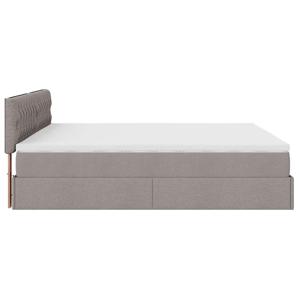 Estrutura cama otomana com colchões tecido cinzento 200x200cm