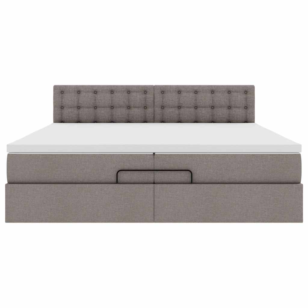 Estrutura cama otomana com colchões tecido cinzento 200x200cm