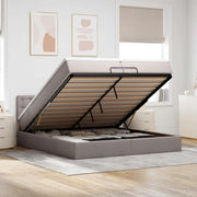 Estrutura cama otomana com colchões tecido cinzento 200x200cm