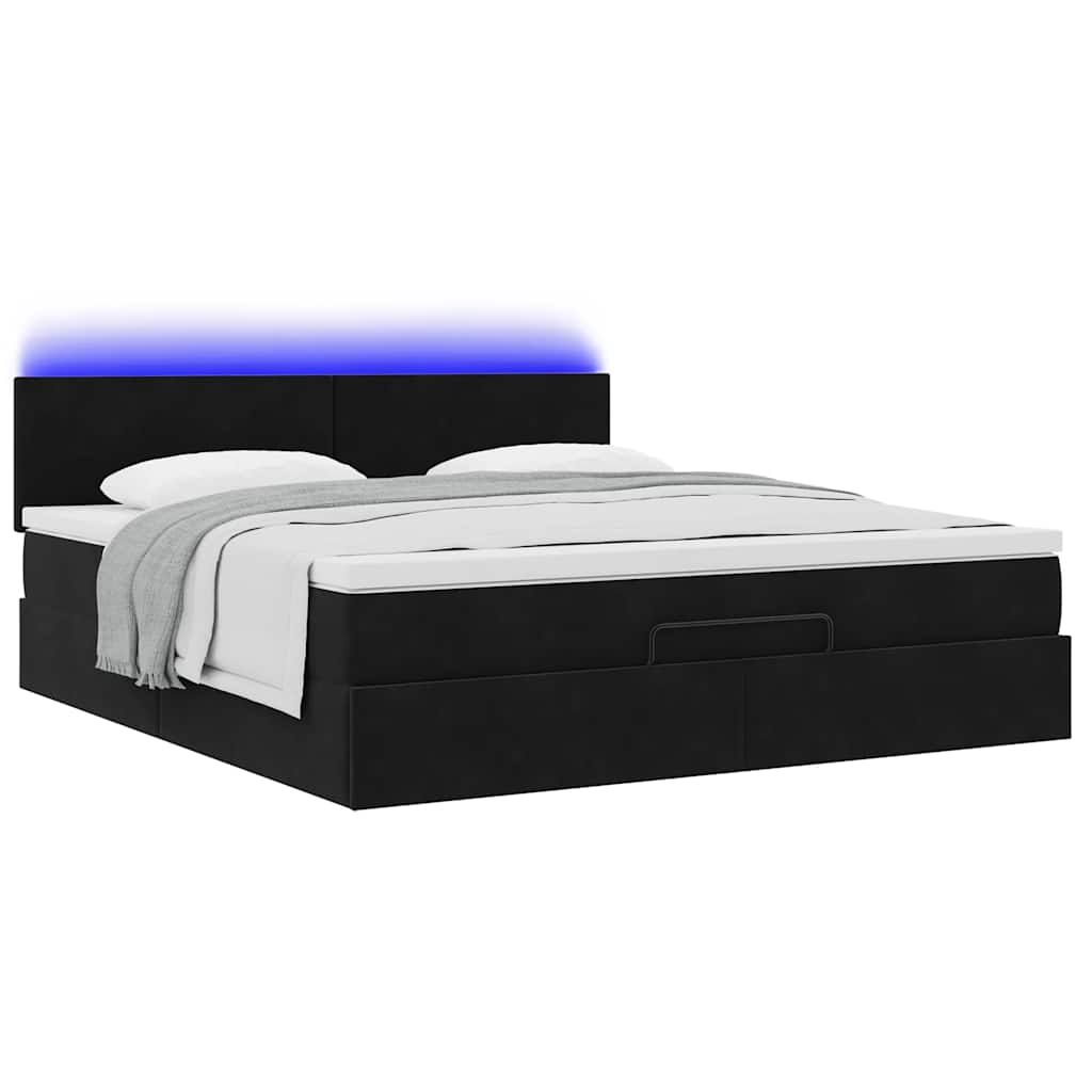Estrutura de cama otomana com colchão 180x200 cm veludo preto