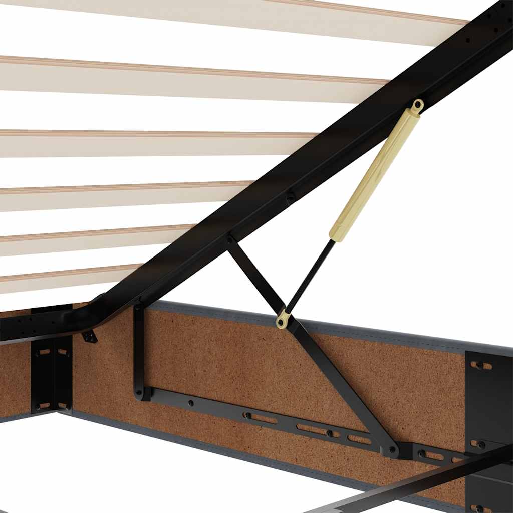 Estrutura de cama otomana com colchão 140x190cm cinzento escuro