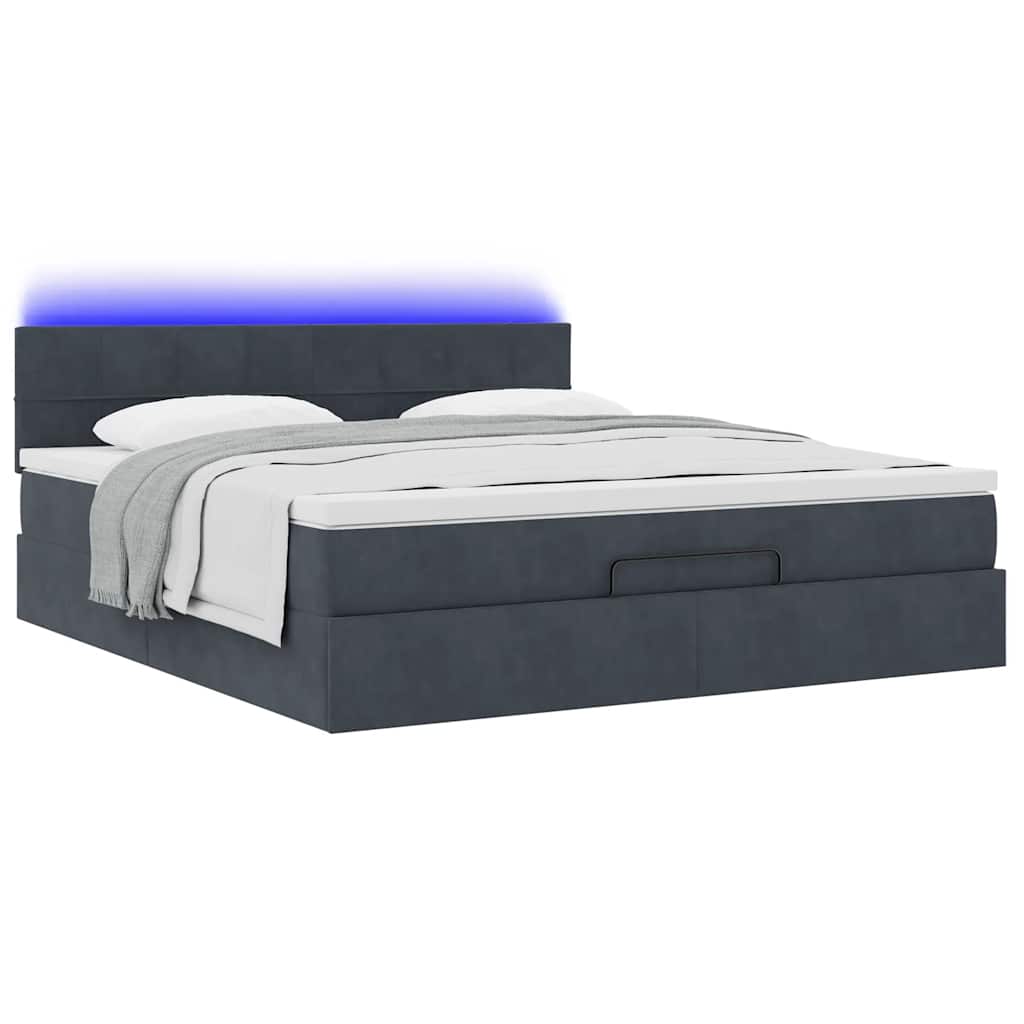 Estrutura de cama otomana com colchão 180x200cm cinzento escuro
