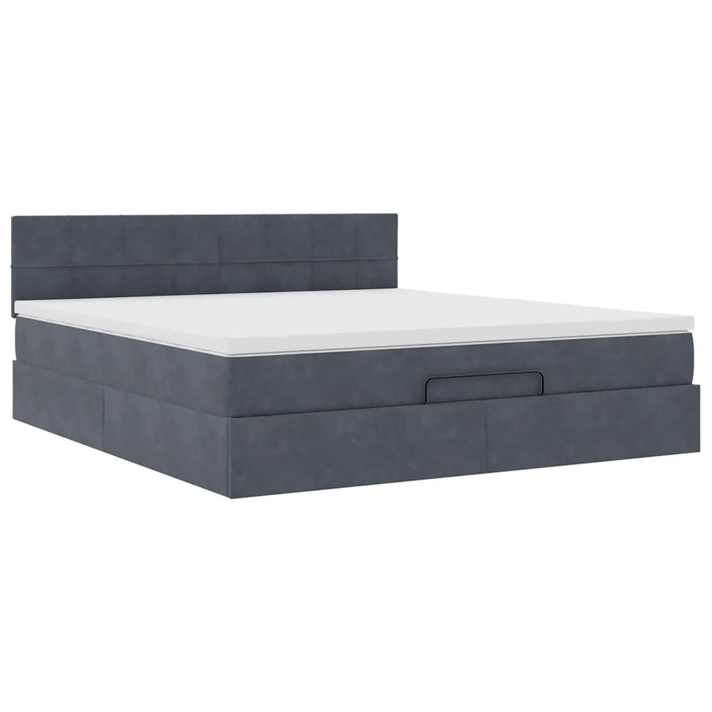 Estrutura de cama otomana com colchão 180x200cm cinzento escuro