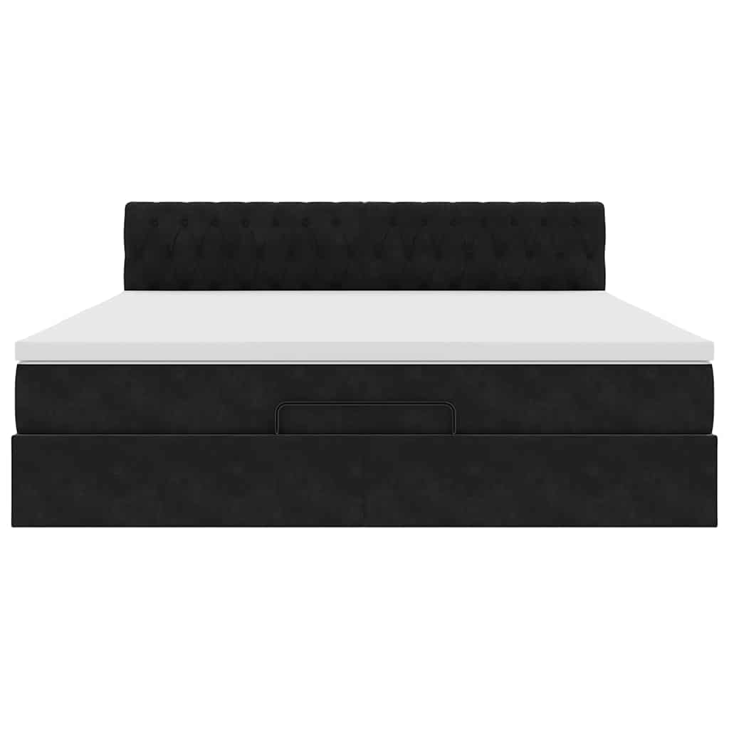 Estrutura de cama otomana com colchão 180x200 cm veludo preto