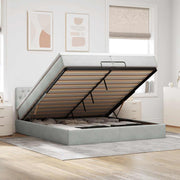 Estrutura cama otomana colchões 200x200cm veludo cinzento claro