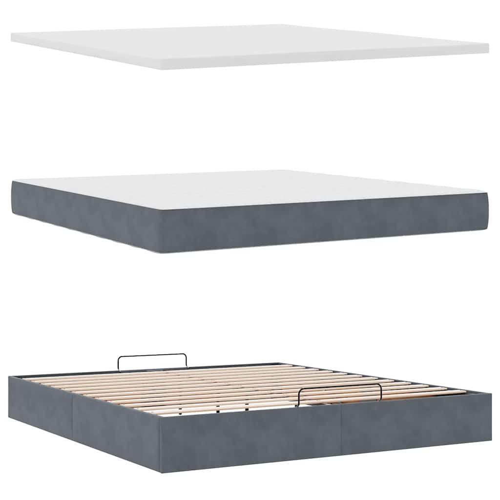 Estrutura de cama otomana com colchão 180x200cm cinzento escuro