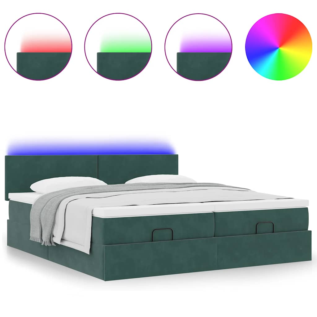 Estrutura de cama otomana com colchão 180x200 cm verde escuro