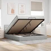 Estrutura cama otomana colchões 200x200cm veludo cinzento claro