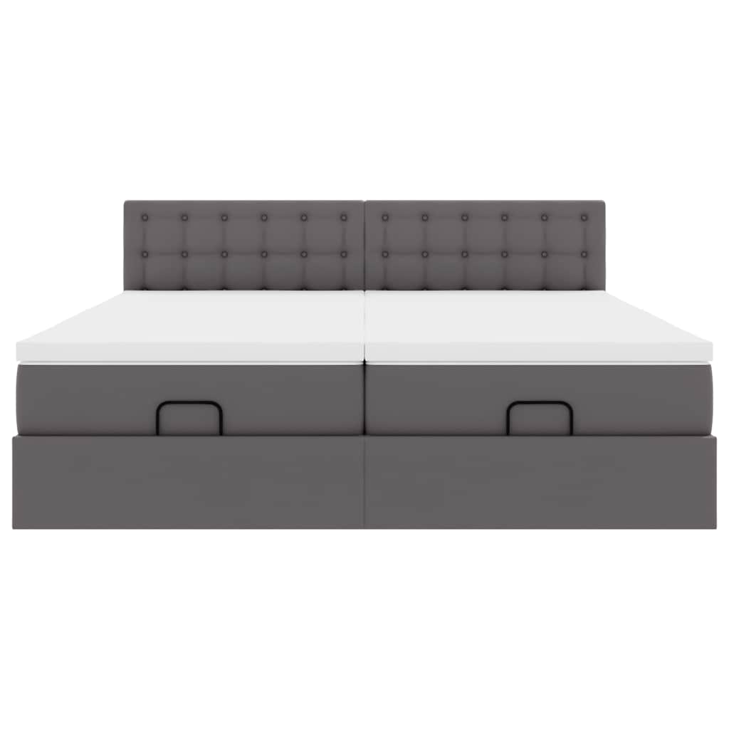 Cama otomana com colchões & LEDs 180x200 cm couro artificial