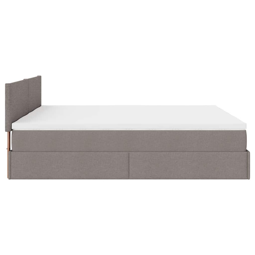 Estrutura cama otomana com colchões tecido cinzento 200x200cm