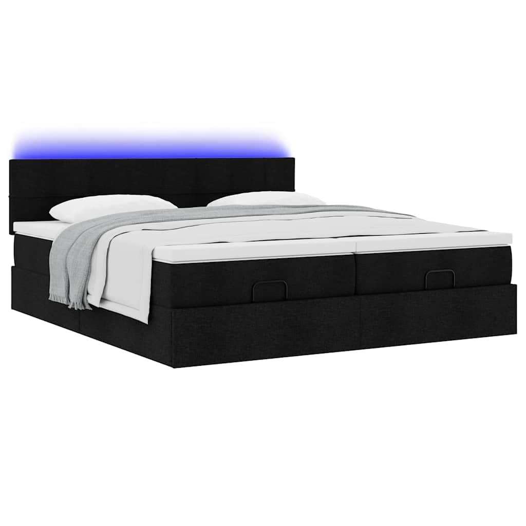 63 / 5,000 Estrutura de cama otomana com colchões tecido preto