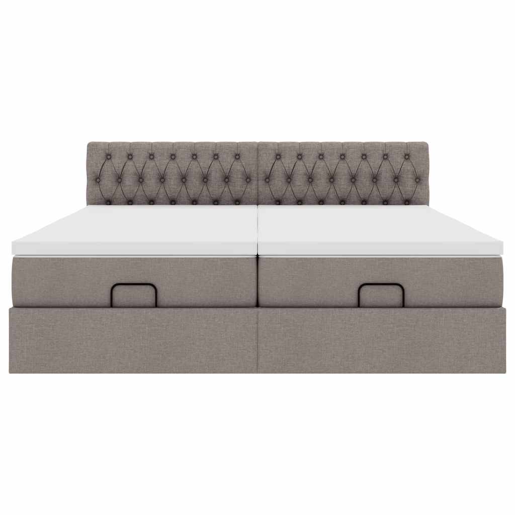 Estrutura cama otomana com colchões tecido cinzento 200x200cm