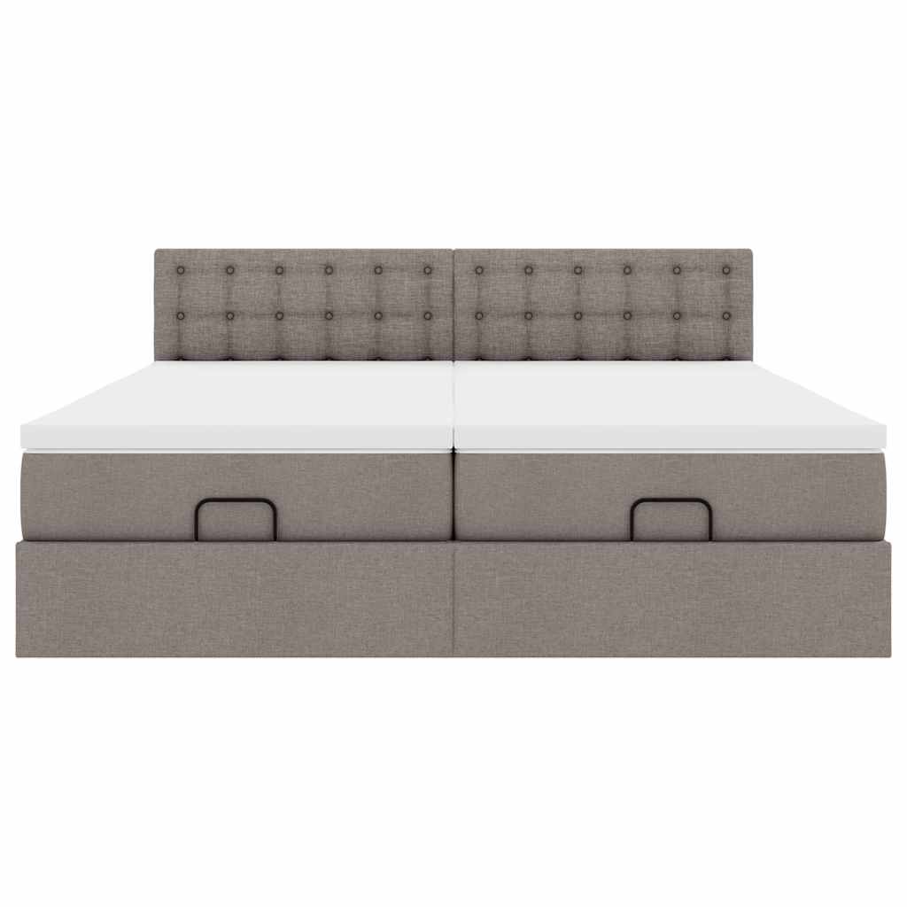 Estrutura cama otomana com colchões tecido cinzento 200x200cm